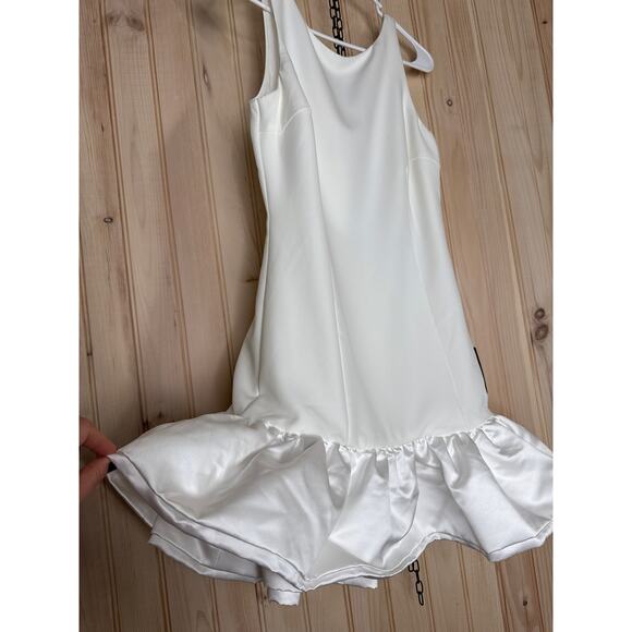 NWT Lulus Superb Aura White Ruffled Drop Waist Mini Dress Cocktail Party Size L - Picture 4 of 10
